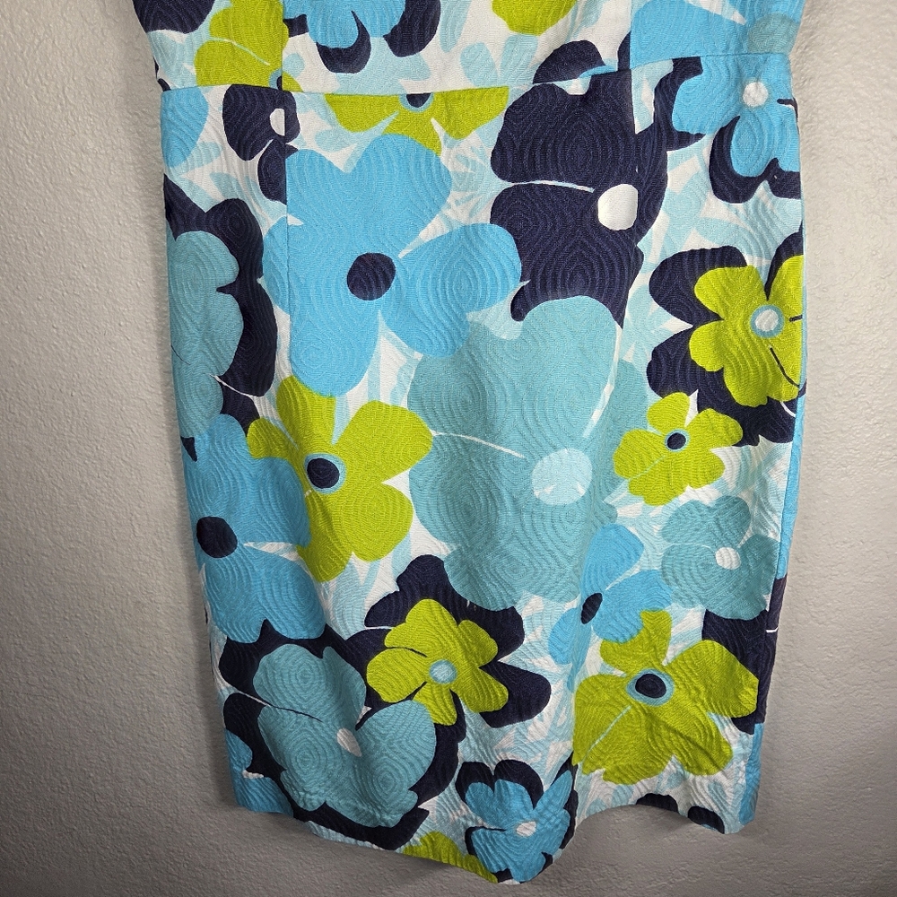 Lilly Pulitzer Kiki Shorely Shift Dress Size 12 Blue Pop Floral Jacquard V-Neck - Picture 5 of 13